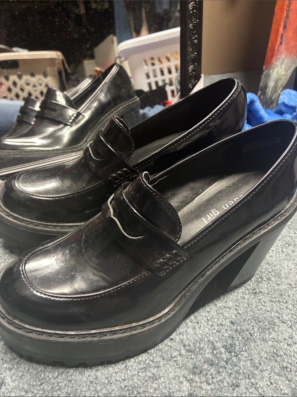 Madden Girl Black Platform Penny Loafers